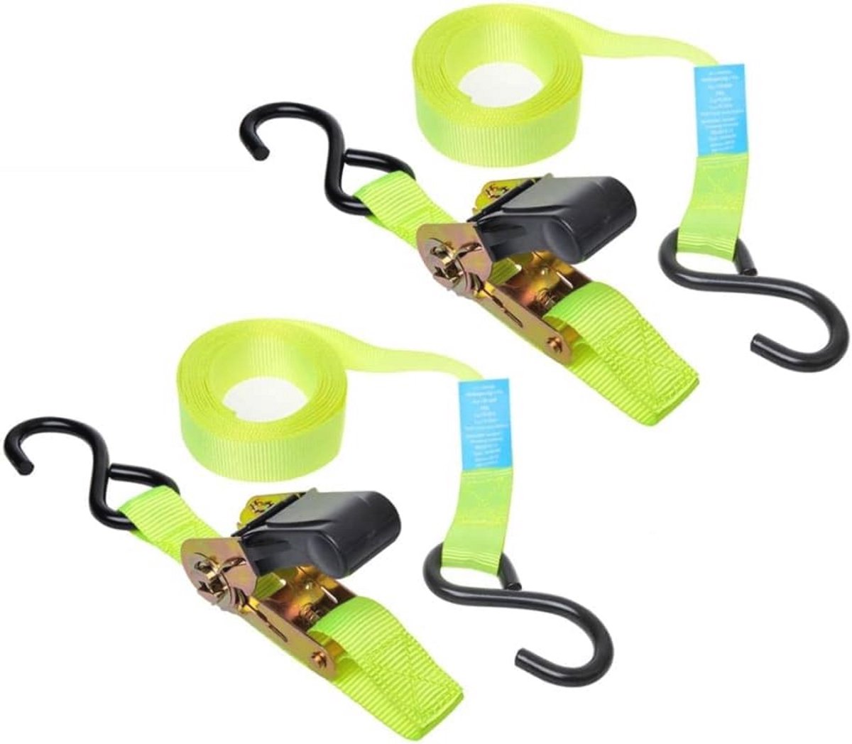 Spanband met Vergrendeling en 2 Haken - 5m, Set van 2 Stuks, Tot 500 kg