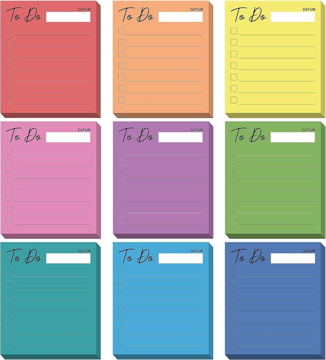 IMPERATORIS® Plakbriefjes - Sticky notes - Memoblaadjes - Index Tabs - Zelfklevend - Ideaal voor Planningsherinneringen, Kantoor, Thuis, School - 450 Stuks - 9 Kleuren