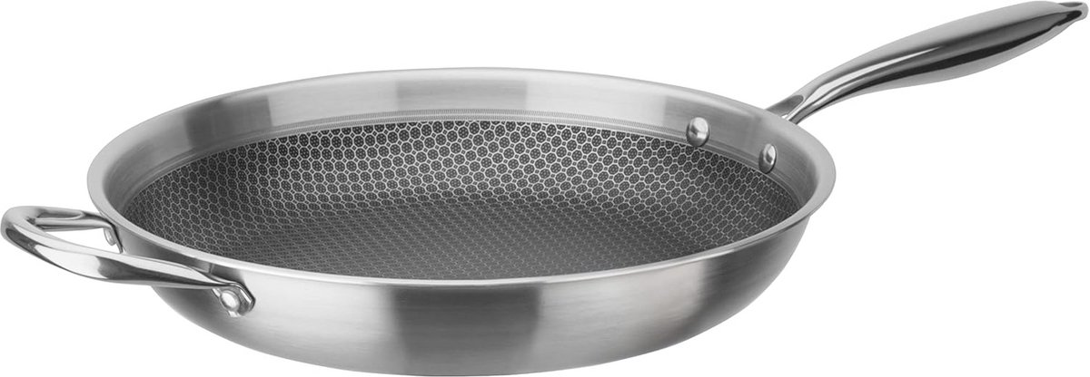 Braadpan met handgreep en honingraatstructuur - 32 cm