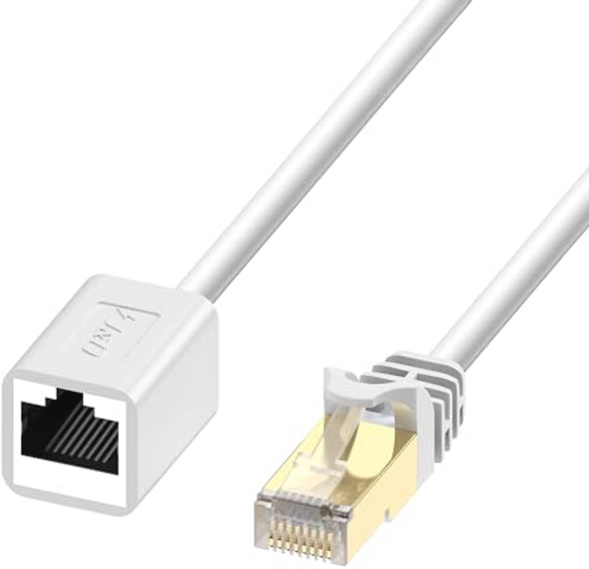 J&D Ethernet Extension Cable (1-Piece), RJ45 Cables Shielded Male to Female Cat 6 Ethernet Extension Cable Adapter Supports Cat6/Cat5e/Cat5 Standards, 6 Meters, White