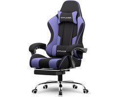 GTPLAYER Gamingstoel 135° verstelbaar, ergonomisch, met uitschuifbare voetsteun - Paars stof
