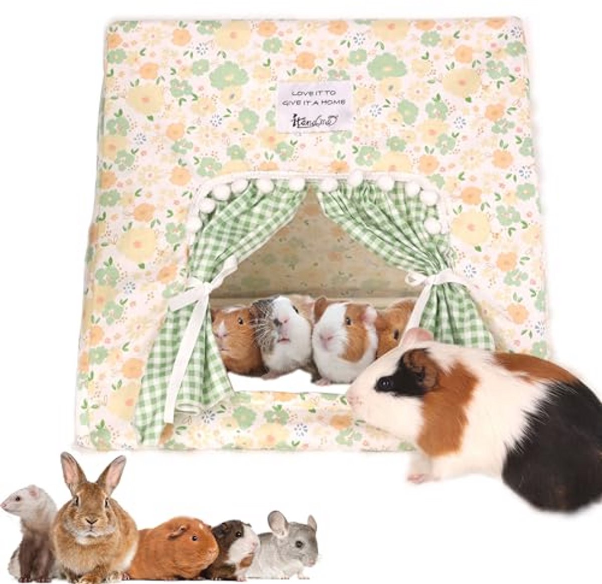 Ruime Schuilplaats voor Kleine Dieren met Gordijn - Perfect voor Cavia's, Konijnen, en Meer