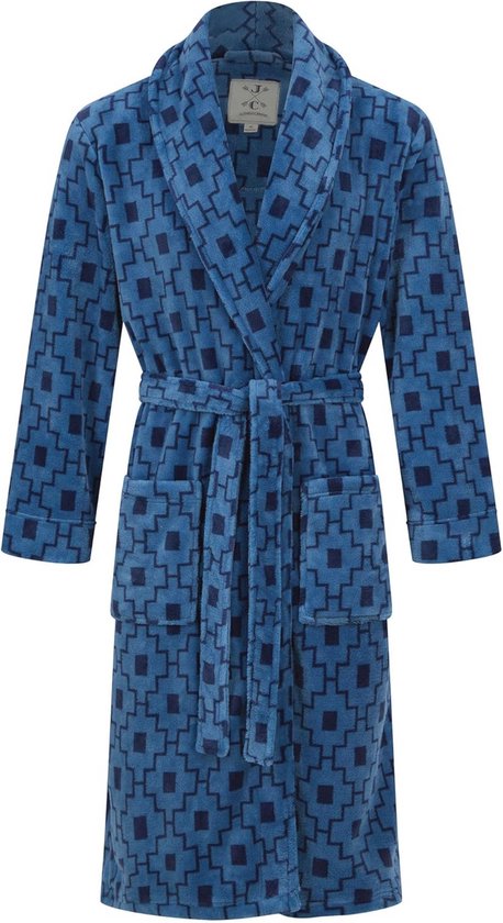 Ochtendjas Van Fleece Met Capuchon, Marineblauw Mergel (L
