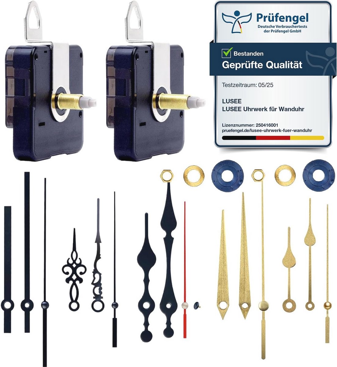 Geruisloze wandklok mechanismen - Kwartsuurwerken met 5 wijzers