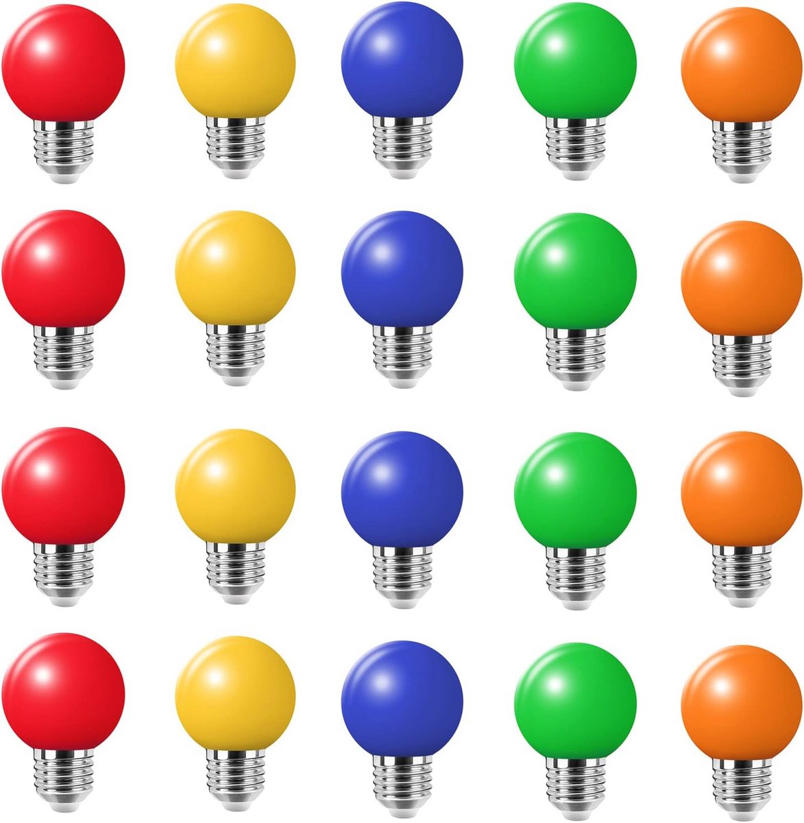 Set van 20 gekleurde E27 gloeilampen voor sfeervolle verlichting