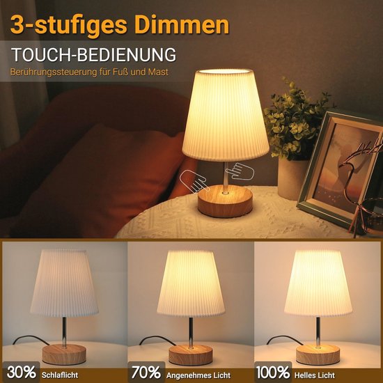 Dimbare Nachtlamp met Aanraakbediening - Minimalistische Tafellamp met 3 Helderheidsniveaus voor Leesruimte en Woonkamer van Merkloos — afbeelding 4