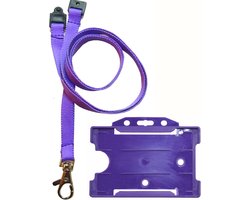 Customized Neck Lanyard with Metal Clip and ID Card Holder - Purple