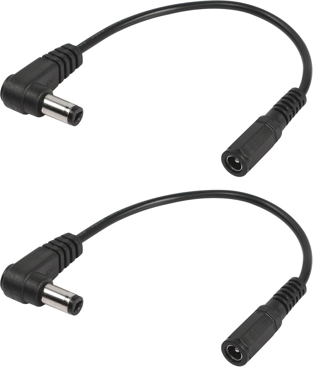 DC Power verlengkabel 90 graden 5,5 mm x 2,1 mm - rechte hoek stekker voor beveiligingscamera's