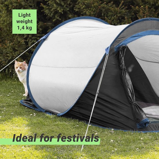 Tweepersoons Pop-up Tent - Ideaal als Festival- en Kampeertent - Lichtgewicht en Snel Op te Zetten in Verschillende Kleuren van Tweepersoons. — afbeelding 4