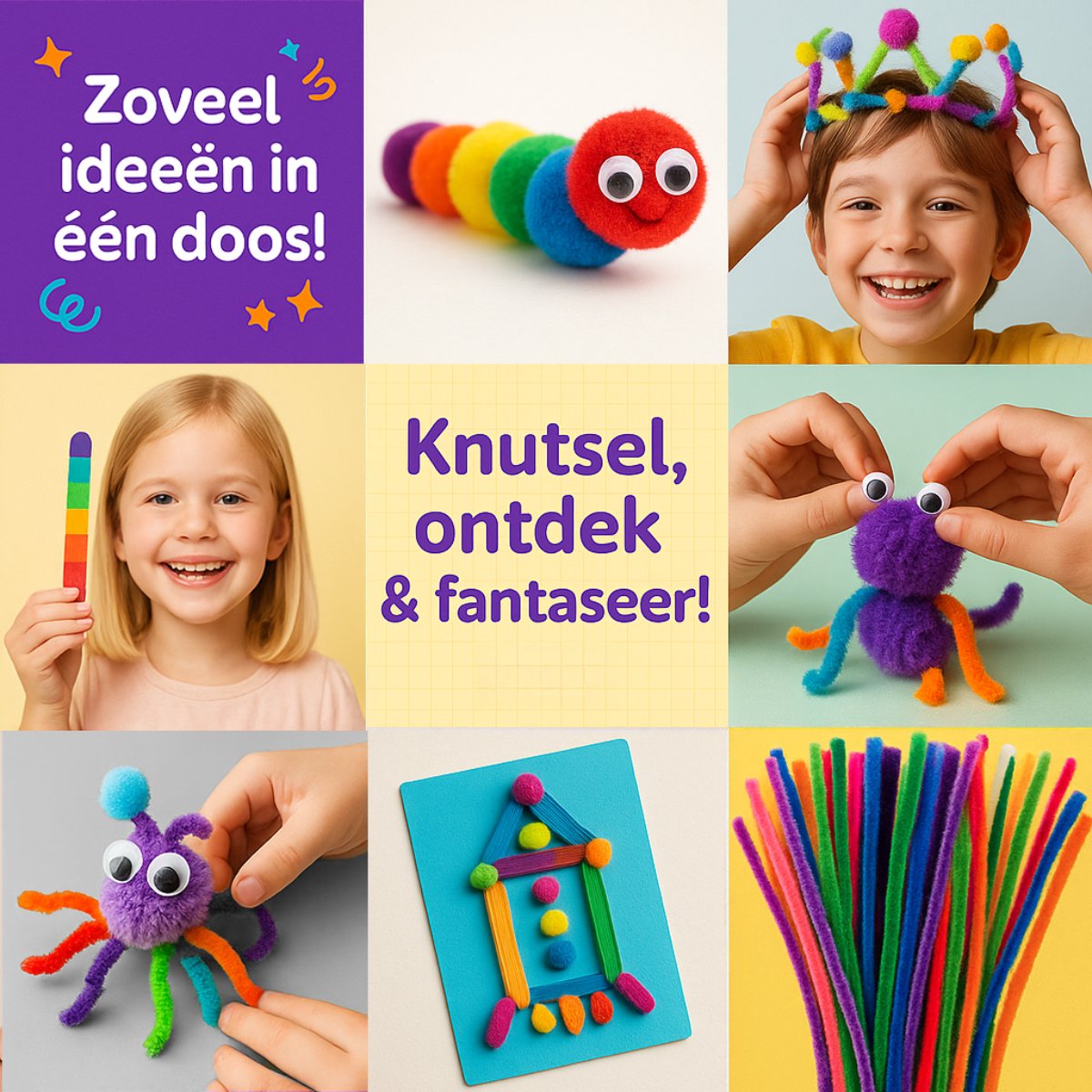 Vaive Knutselset 905-delig – Knutselen Meisjes & Jongens - Kralen, Veren, Pompons & Wiebeloogjes - Knutselkoffer - Knutselspullen - Knutselpakketten — afbeelding 5