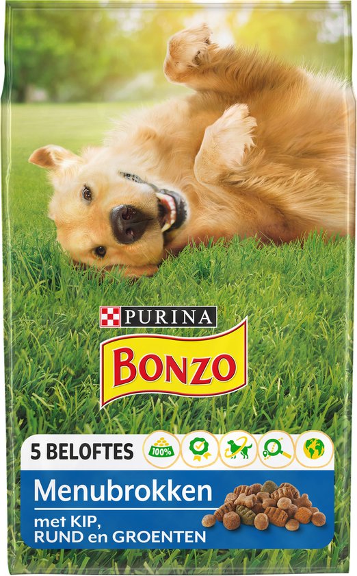 Bonzo Menubrokken Adult - Hondenvoer Droogvoer - Kip & Groenten - 15 kg