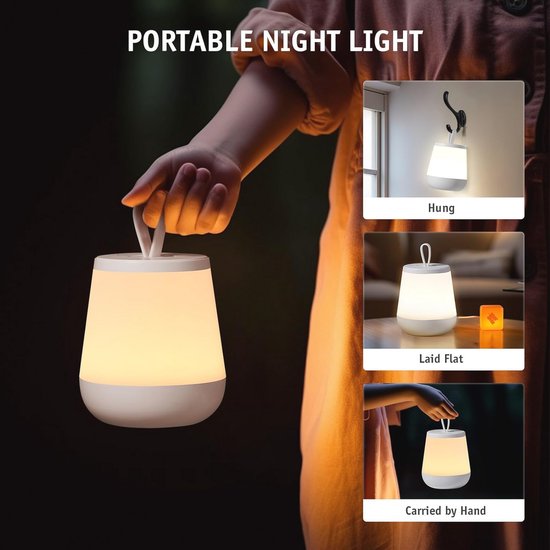Bedlampje met aanraakscherm voor slaapkamer - Oplaadbaar led-nachtlampje met 16 kleuren RGB en afstandsbediening van Aimosen — afbeelding 5