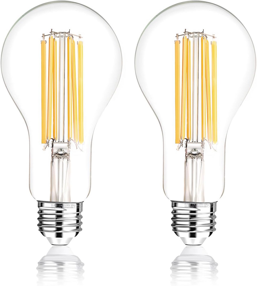 E27 Lamp 200W Equivalent | 18W A70 Koudwit 4000K - 3000 Lumen, 2 Stuks
