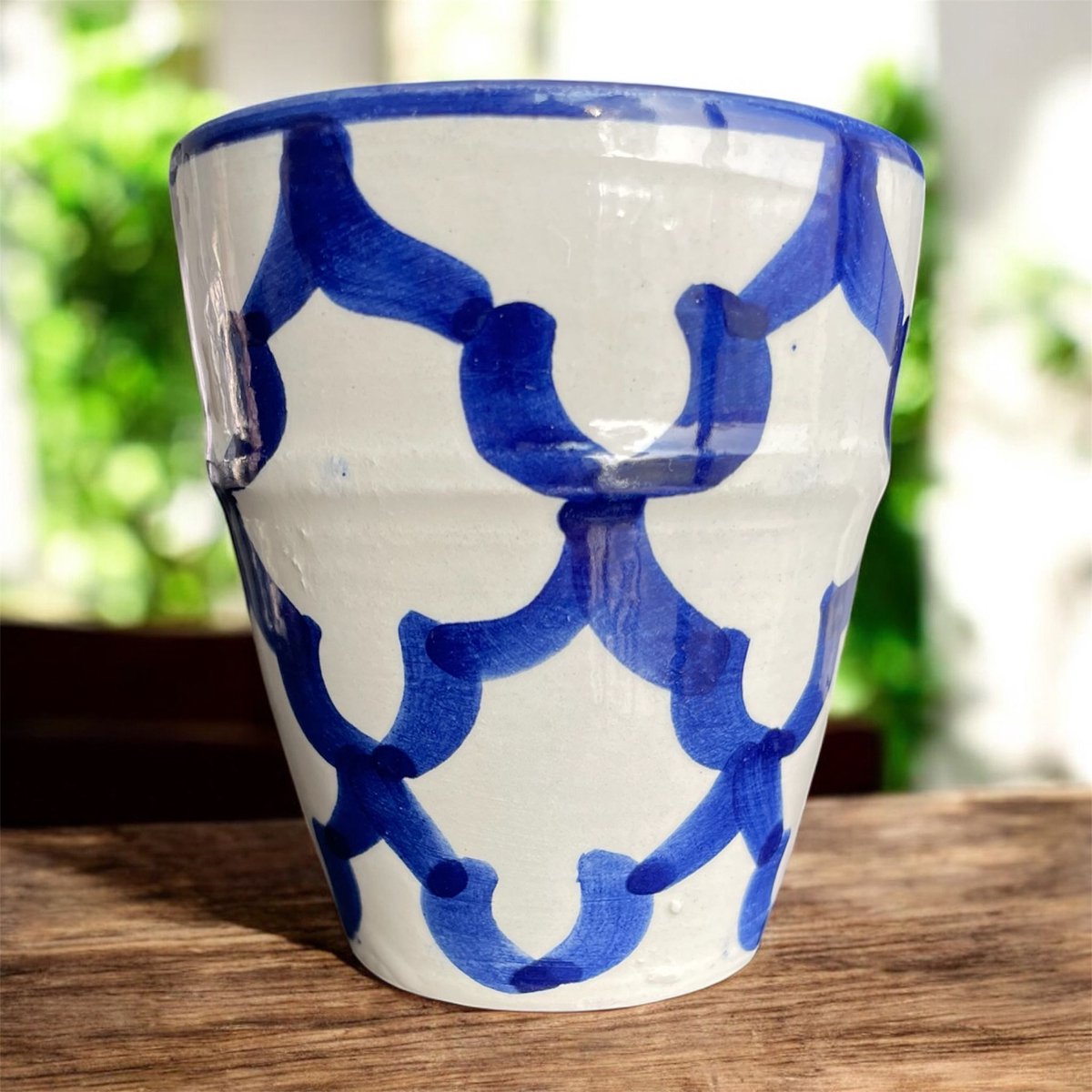 Handgemaakte Marokkaanse Mok - Keramiek - Blauw motief - 1 st