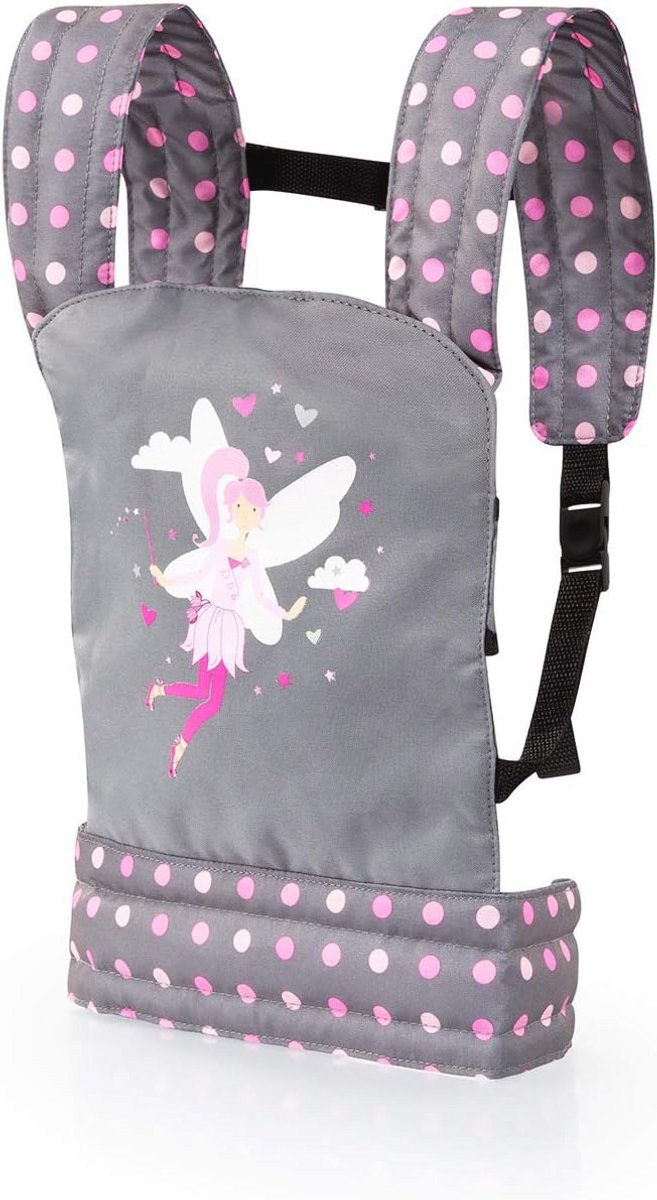 Moderne popdrager voor knuffels en poppen tot 46 cm, grijs en roze