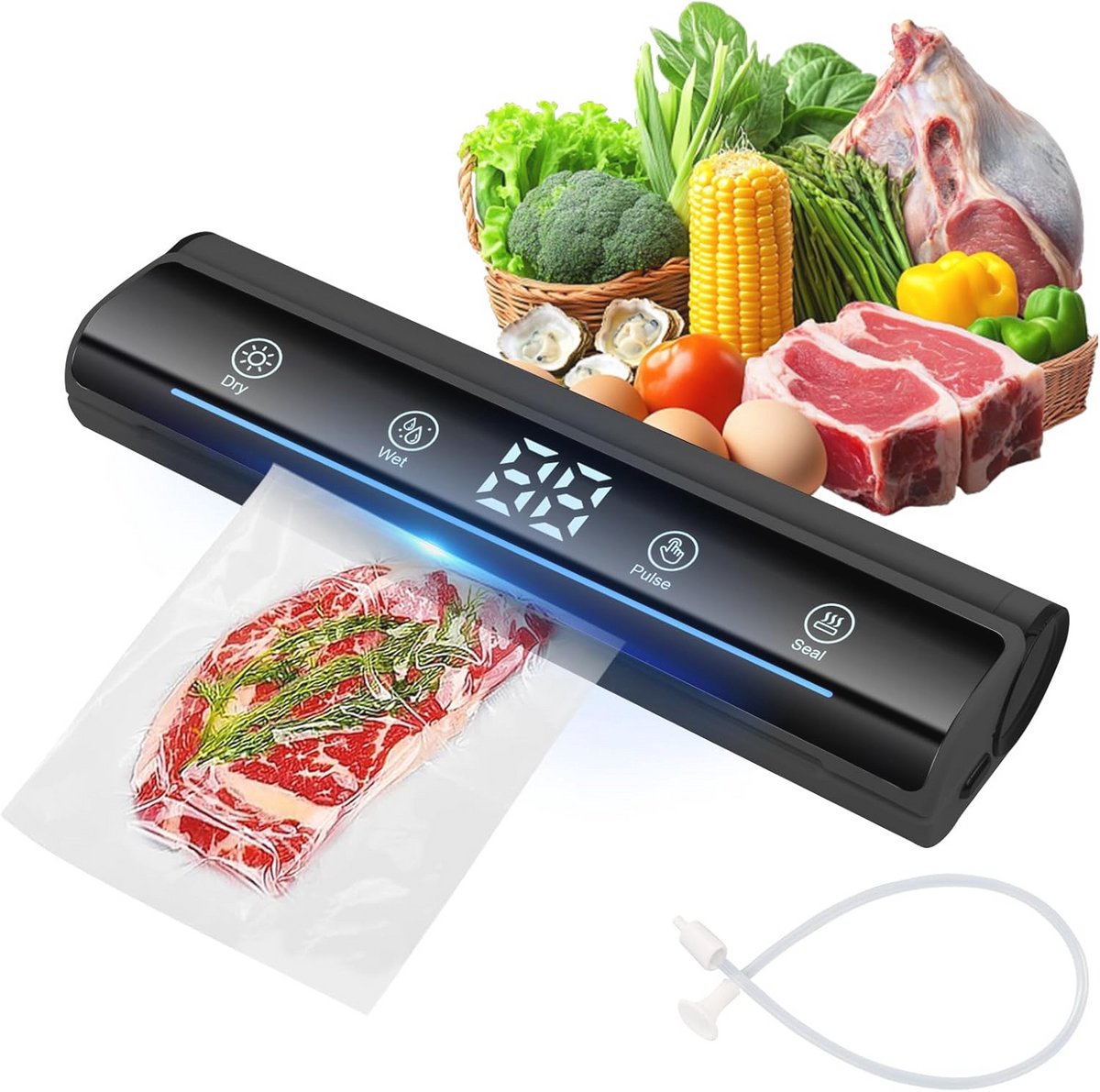 Vacuümmachine 8-in-1 met LED-display en Spraakherinnering voor Voedselconservering