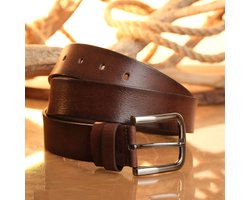 Lynexa - Heren Riem Leer - Premium Buffelleer - Bruin - Metalen Gesp - Inkortbaar - Handgemaakt - Volledig Echt Dik Buffalo Leer - Luxe Broekriem - 4 cm Breed - Cadeau Geschikt - Tijdloos Ontwerp - Ideaal voor Casual - Ideaal voor Zakelijk - Maat 120