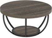 CYRO - Table basse - Petite table - Table basse ronde - Table d'appoint - 2 niveaux - Bois - Métal - Petites tables de salon - Gris foncé