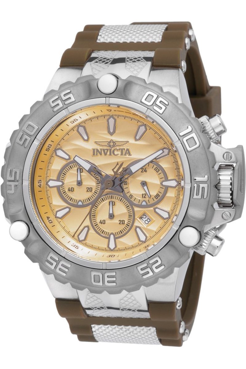 Invicta Subaqua - Poseidon 48559 Heren Horloge - Waterdicht - Analoog - Quartz Uurwerk - Roestvrij Staal met gouden Wijzerplaat - 55mm