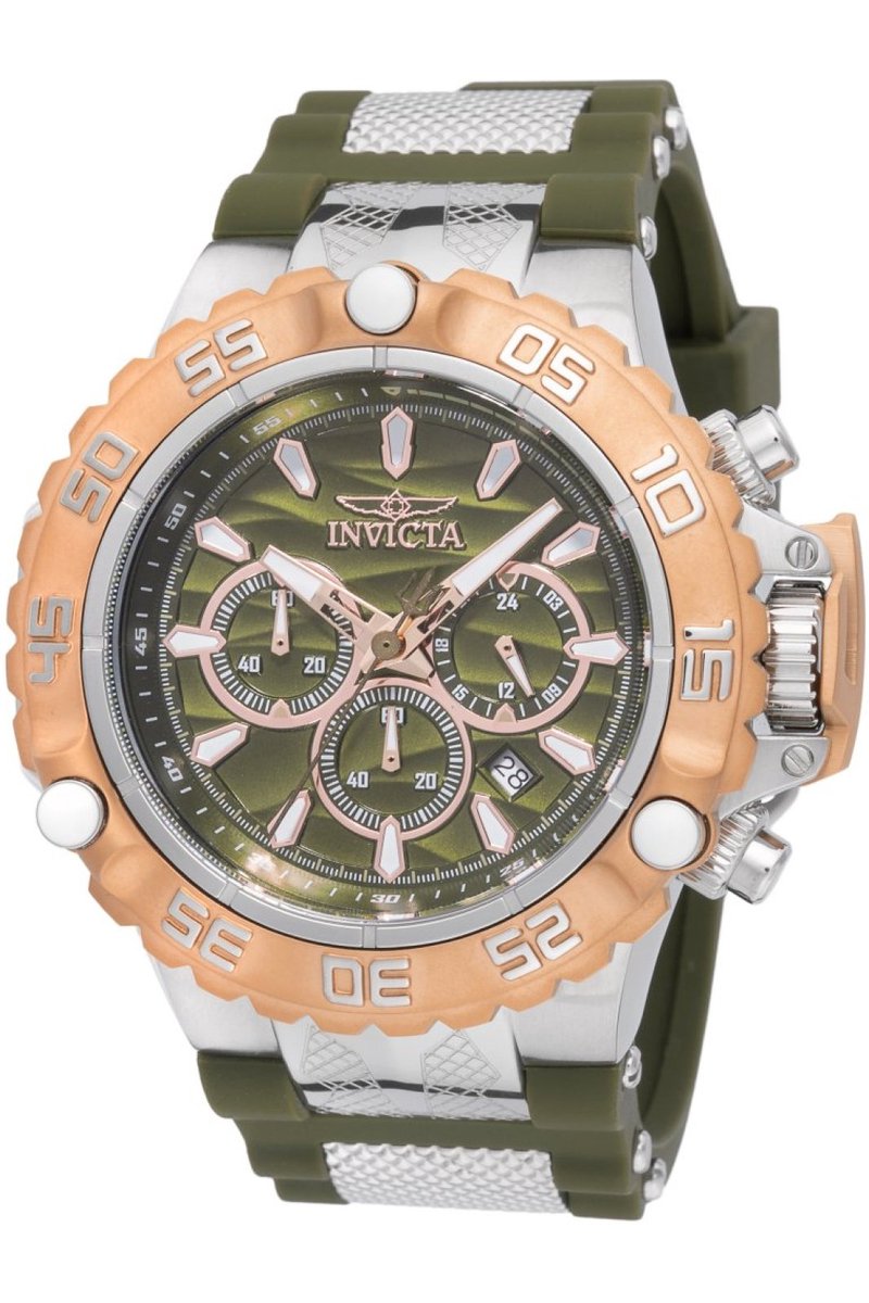 Invicta Subaqua - Poseidon 48555 Heren Horloge - Waterdicht - Analoog - Quartz Uurwerk - Roestvrij Staal met groene Wijzerplaat - 55mm