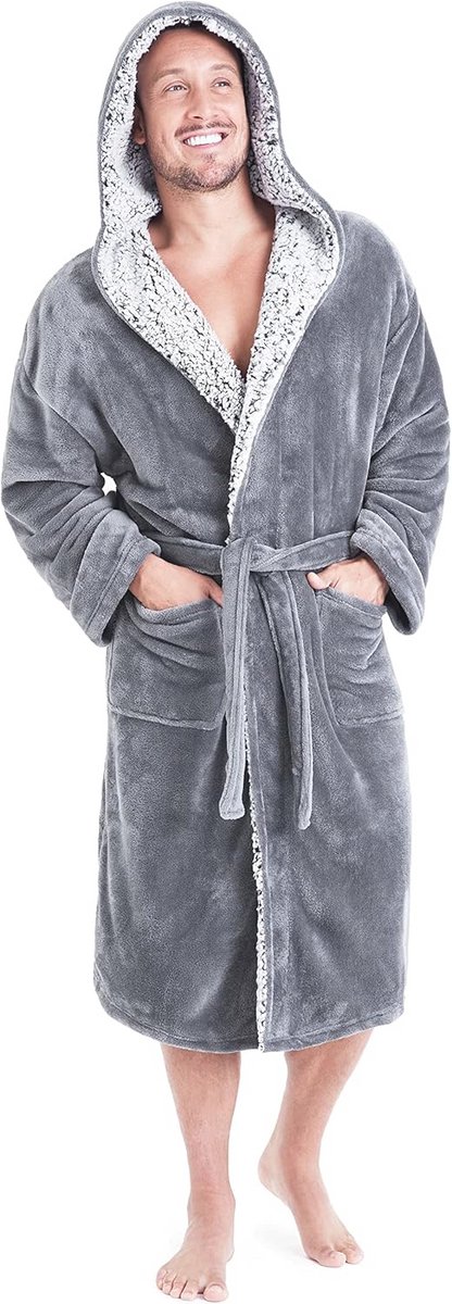 Damesverwenner: Luxe Fleece Badjas met Capuchon en Zakken, Warme Pluche Badjas voor Thuis en Sauna, Perfecte Geschenk voor Mannen