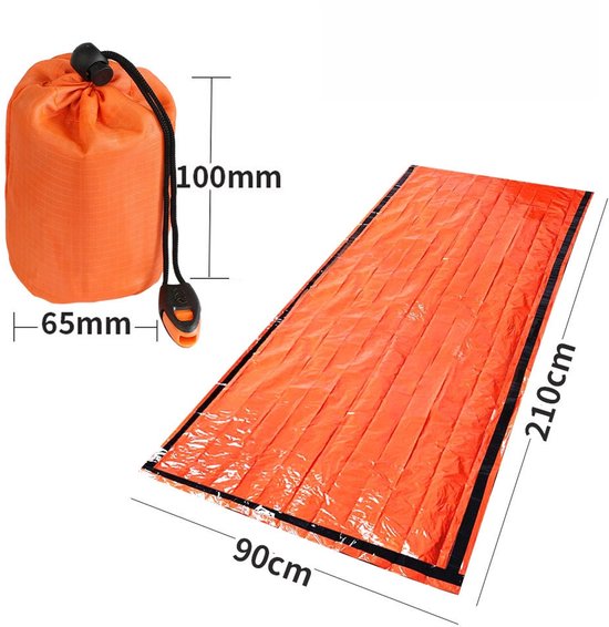 1 item - Slaapzak - Noodkamperen, wandelen, bergbeklimmen, wildernis - Onderkoelingsisolatie en warmtebehoudmateriaal, overlevingsdeken - Oranje van SOL — afbeelding 2