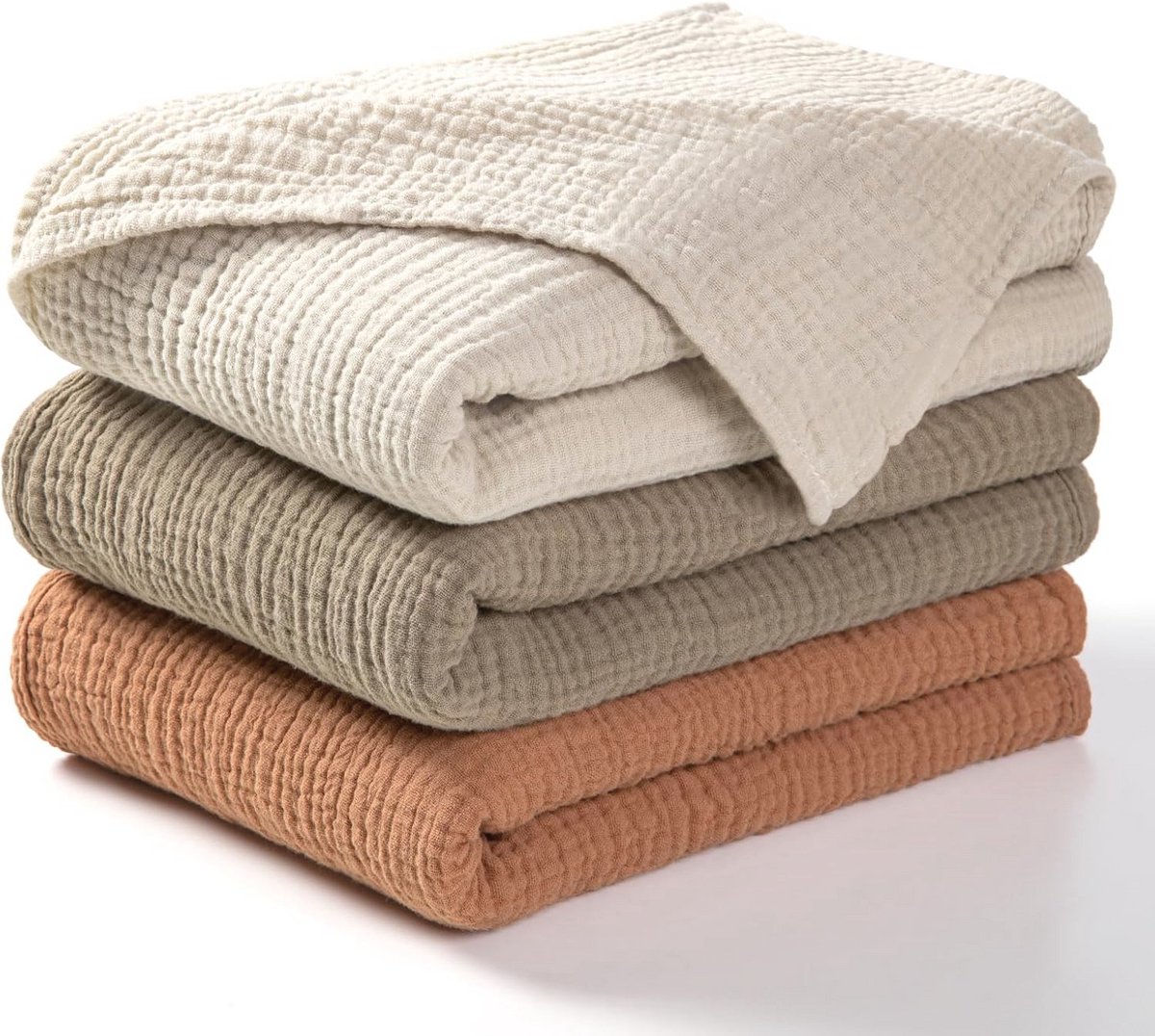 Ademend Muslin Swaddle Deken - 3 Pak - Voor Jongens en Meisjes - Olijfgroen