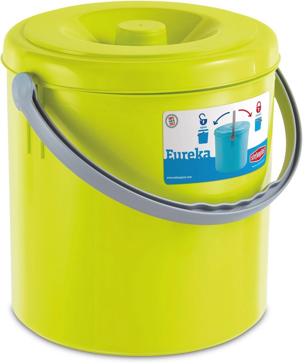 Turquoise Vuilnisemmer met Deksel - 10 Liter