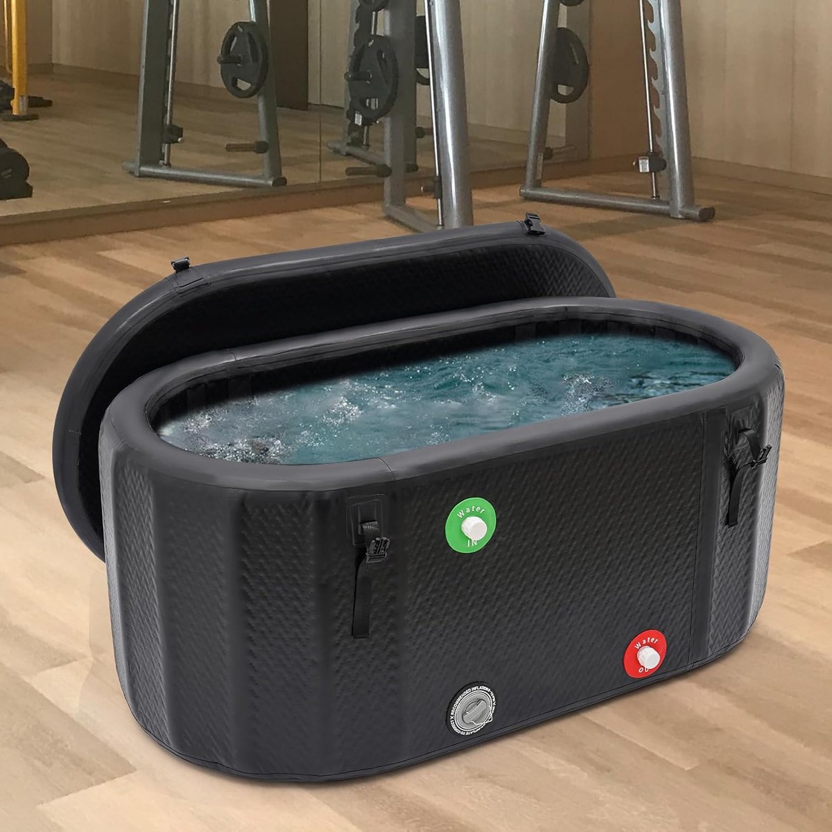 Opblaasbaar IJsbad voor Thuis | 370L Koudetherapie Bad | Vrijstaand Outdoor Badkuip voor Sporters & Herstel | Industrial Home IJsbad met Deksel, Comfortabel en Duurzaam PVC | Regeneratie na Sport en Ontspanning