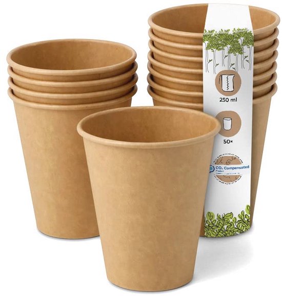 Lot De 25 Gobelets Soupe à Emporter 360 Ml Avec Couvercle – Compostables – Carton Kraft + Revêtement PLA – Idéal Soupes, Glaces, Salades