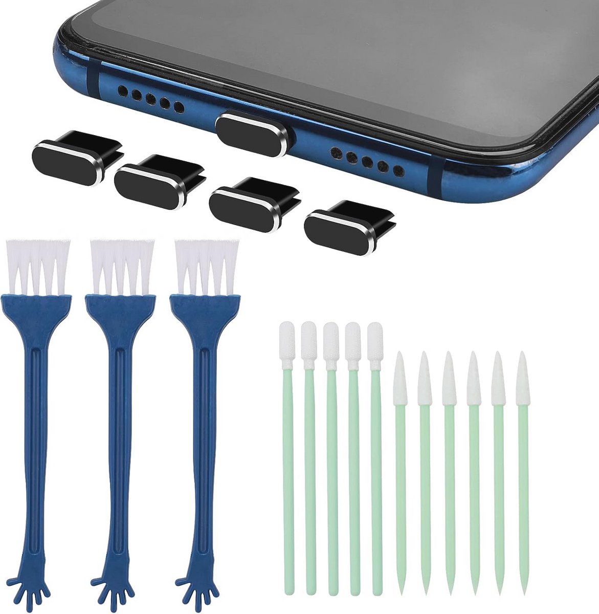 Mobiele Telefoon Reinigingsset - 17 Stuks voor Grondige Reiniging van Telefoonpoorten en Speakers