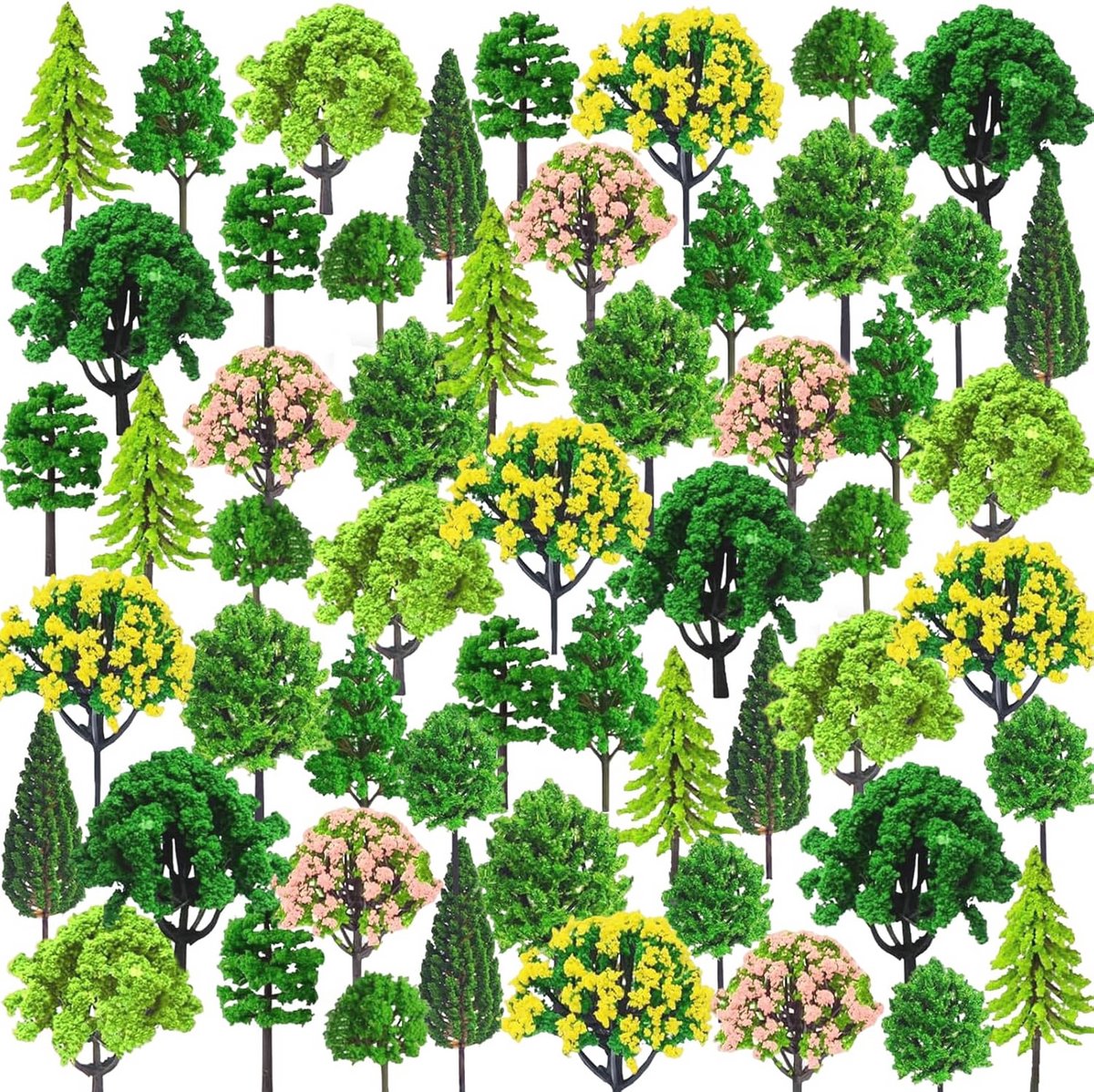 Modelbouw bomen set van 55 stuks voor landschapsarchitectuur