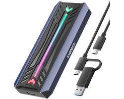 M.2 NVMe/SATA SSD Behuizing tot 4TB - 10 Gbps USB 3.2 Gen 2 - RGB Verlichting & UASP Trim Ondersteuning