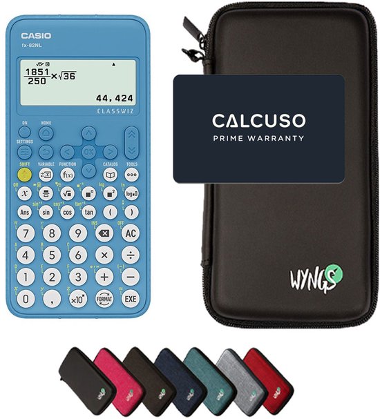 Casio fx-82NL incl. WYNGS Beschermhoes Zwart - Wetenschappelijke Rekenmachine - Basis Pakket