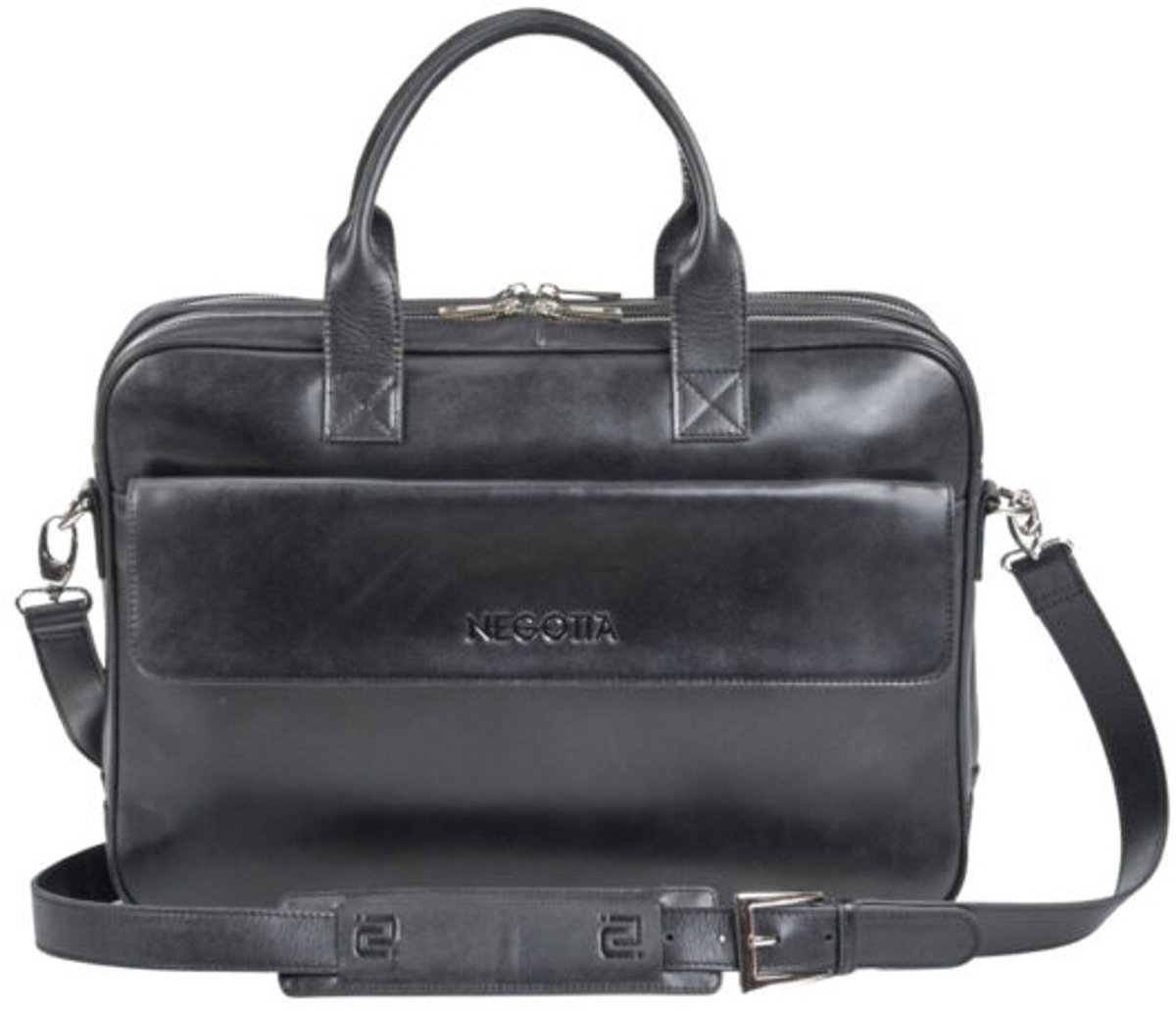 NEGOTIA Alpha - Laptoptas 15 6 inch - Laptoptas Leer - Aktetas - Werktas - Messenger Bag - Schoudertas Heren/Dames - Luxe Top-Grain Leer - Zwart