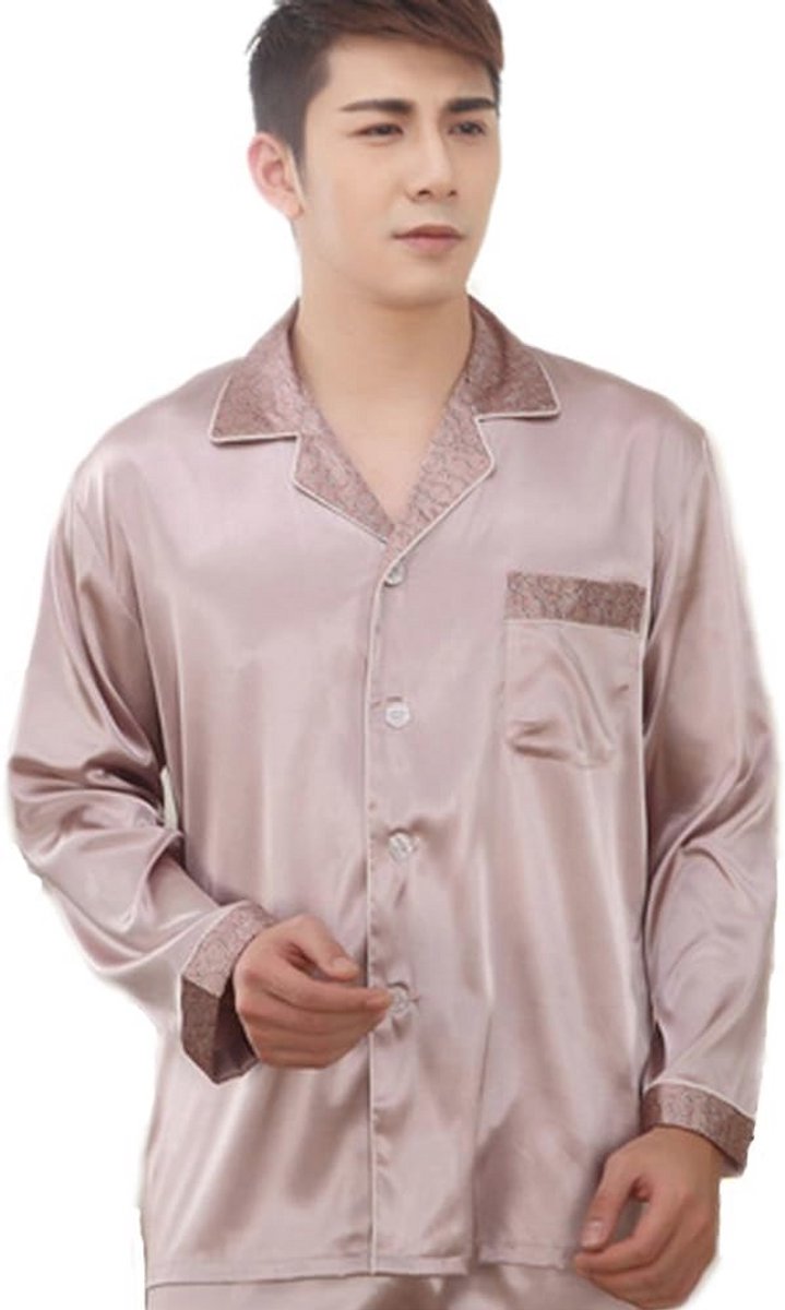 Zijdeachtige Pyjama Set voor Heren - Luxe Loungewear en Nachtkleding