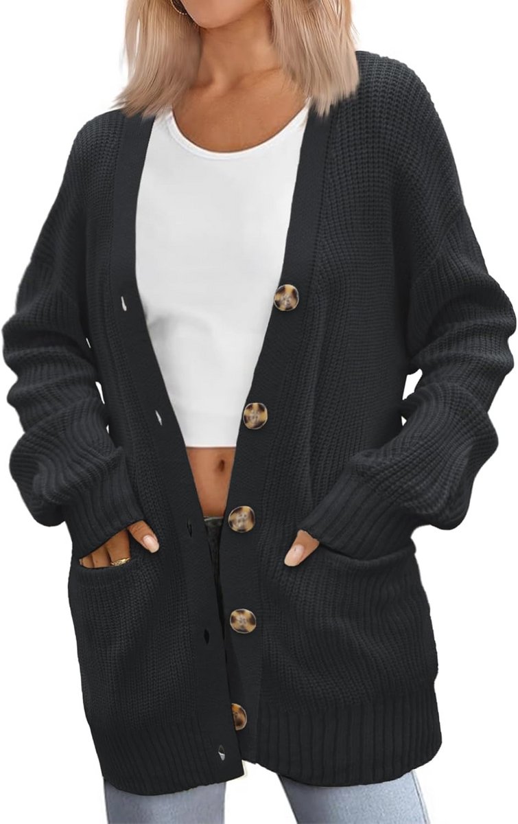 Dames Grof Gebreid Vesten met Lange Mouwen voor Herfst en Winter
