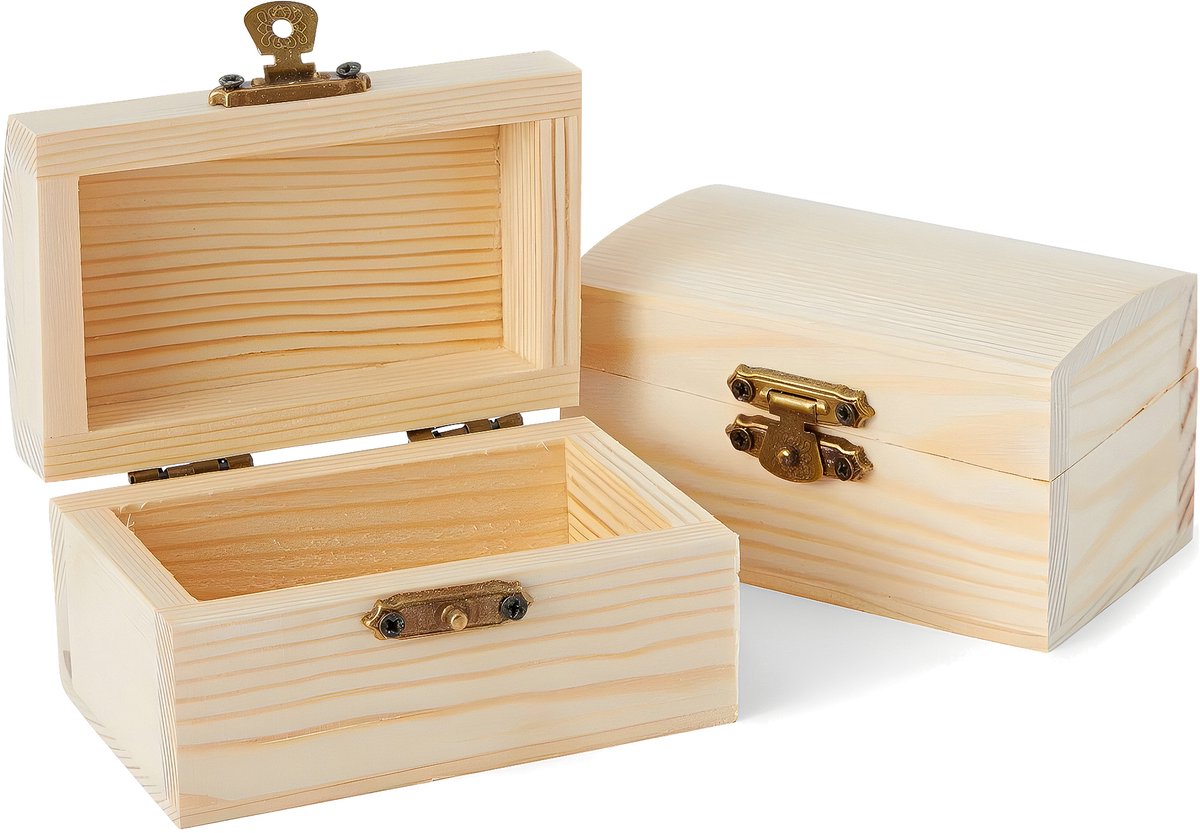 Schatkist | Hout | 10 x 6 x 6 cm | 12 stuks