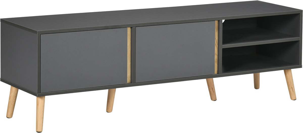 HOMCOM TV-meubel - Spaanplaat - 150x35x45cm - Donkergrijs