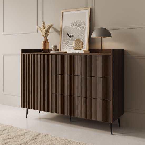 Meubella - Asty - Dressoir - Donker eiken - 126x41x92 cm