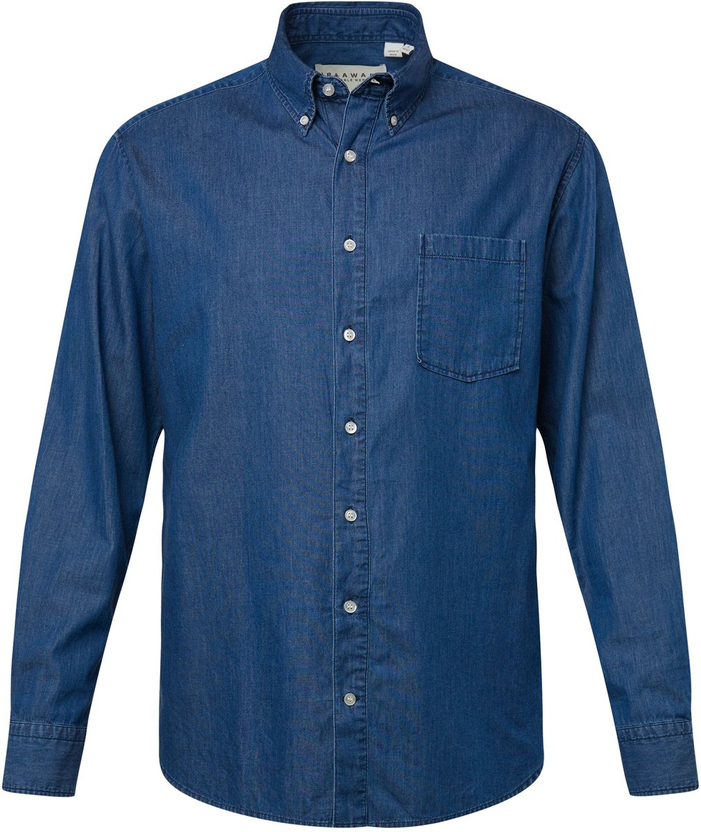 JP 1880 - Heren - Overhemd lange mouwen buttondown-kraag - Licht blauw denim - Maat 6XL