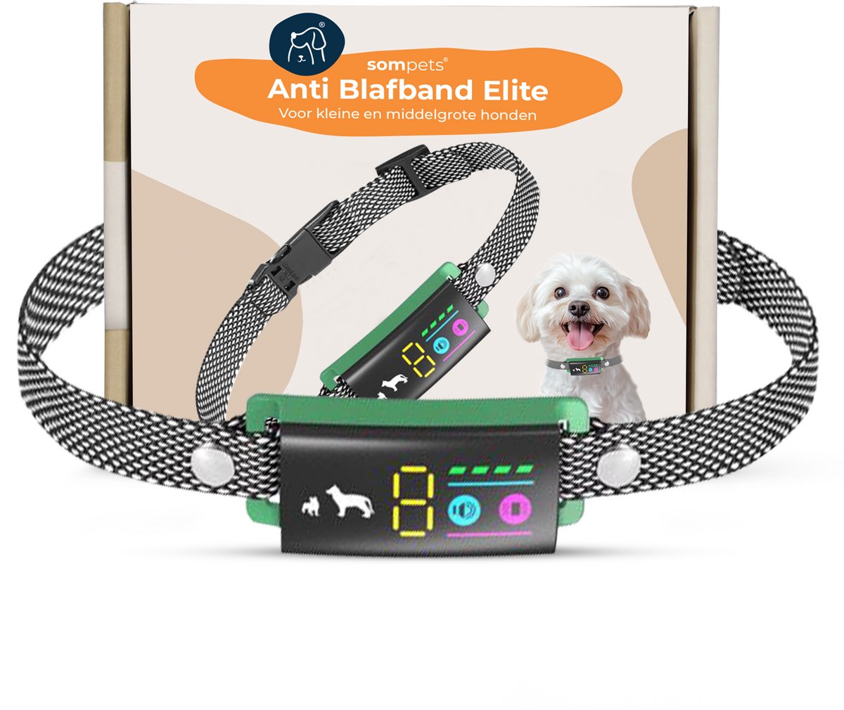 Sompets anti blafband automatisch met LED display voor kleine honden