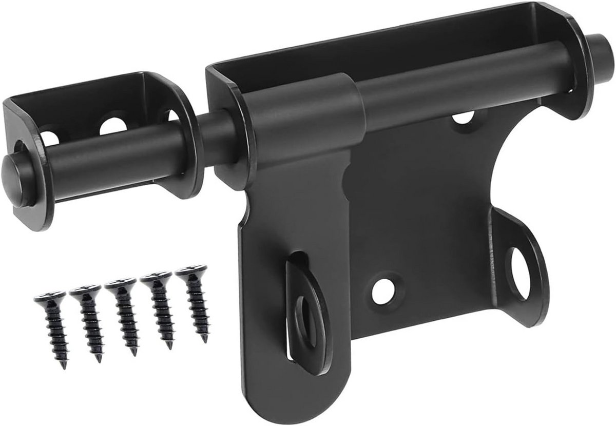 Heavy Duty Schuifpoort Grendelslot met Hangslotgat - 15,2 cm Zwart