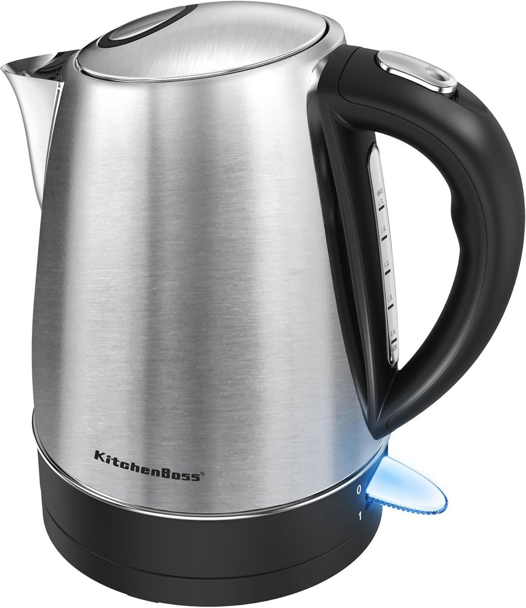 Elektrische Waterkoker 1,7 Liter RVS met Kalkfilter en Automatische Uitschakeling