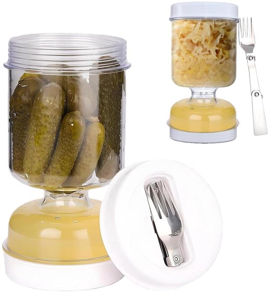 Fermentatiepot - Zuurkoolpot - Uitneembare Zeef En Zandloperontwerp Voor Nat/Droog Bewaren - 1 Stuk - Keukenopslag + Transparant