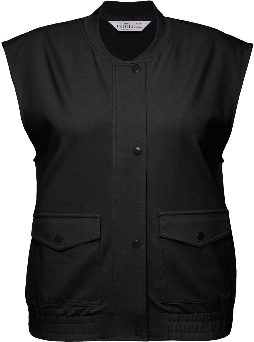 Studio Untold - Dames - Jersey vest kort boxy model verborgen rits - Zwart - Maat 42+