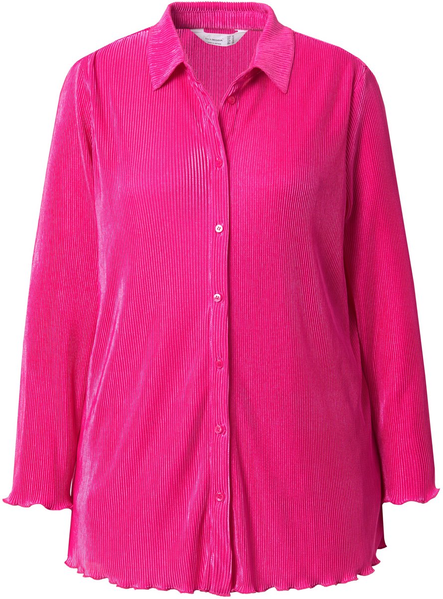 MIAMODA - Dames - Geplooide blouse A-lijn wijde lange mouwen - Hibiscusrood - Maat 44