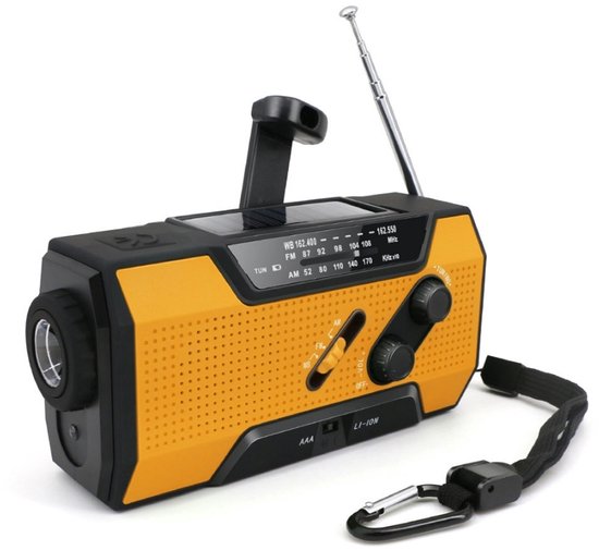 Denk Vooruit - Camp & Survive Multi Radio –NoodRadio - Solar & Hand-Crank Emergency Radio | AM/FM/WB + NOAA | LED Zaklamp, Leeslamp, SOS Alarm, Powerbank & AAA Backup