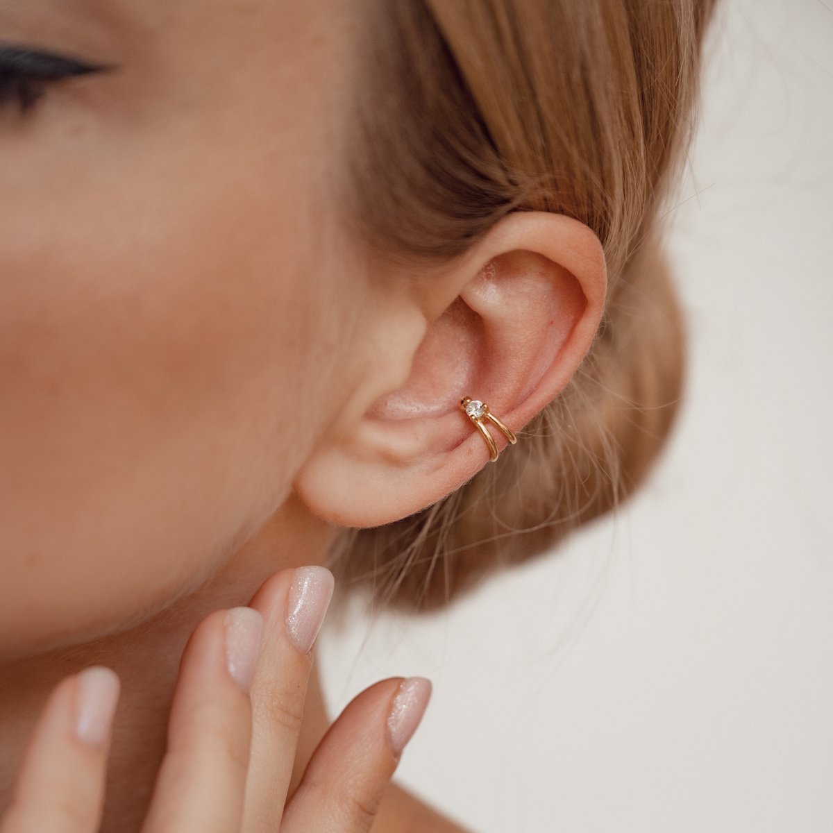 Hey Happiness Vonk Zirkonia – Oorklem Dames – Earcuff 925 Sterling Zilver 18K Verguld – Delicaat & Klein - Goud