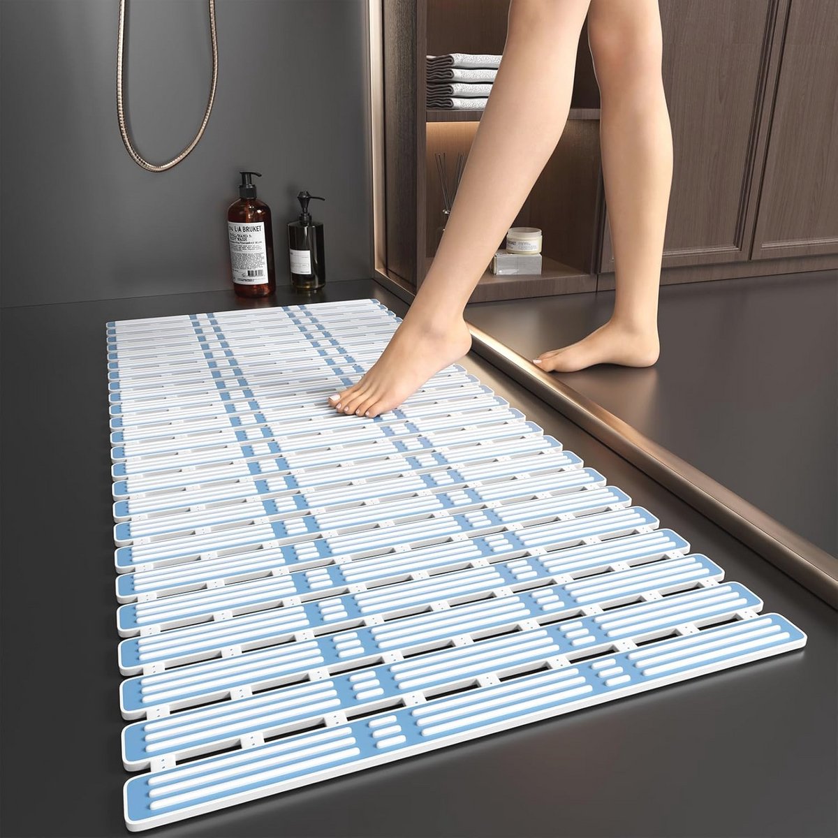 Antislip Badmat 90 x 40 cm - Extra Lange Douchemat met Zuignappen, Machinewasbaar en Antischimmel